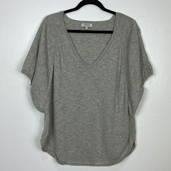 Cocoa Cashmere London V-neck Short Sleeve Pullover Sweater Size S - Picture 1 of 7